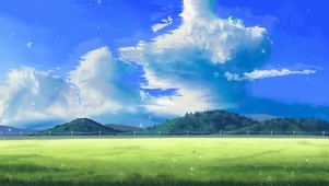 蓝天白云青草地