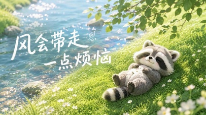 风会带走烦恼 治愈萌浣熊