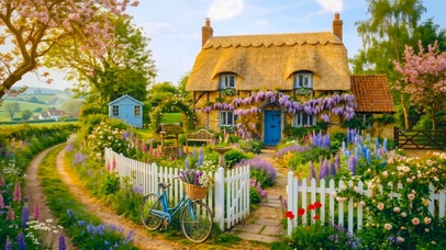 春天乡村小屋小院