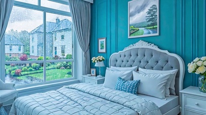 【雨景】冷色调卧室