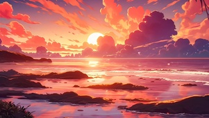 4K 海上落日