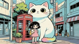 女孩和大猫
