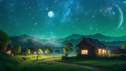 治愈唯美夏日乡村田园夜景星空