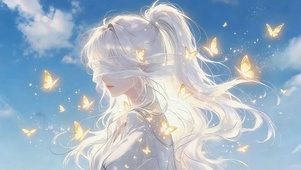 治愈白发蝴蝶女孩