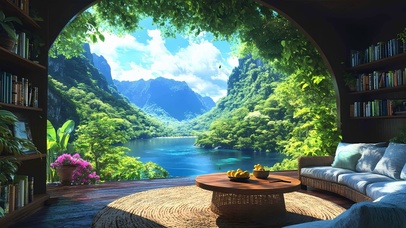 护眼山川绿景河流