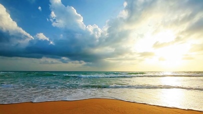 4K 高清 日落热带海滩