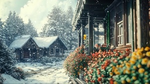 雪天静谧乡村木屋