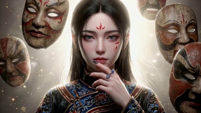 古风国潮面具美女