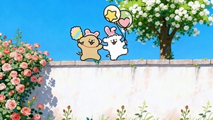 线条小狗墙顶闲游