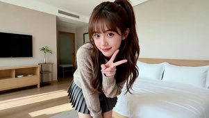 阳光通透的闺房里的可爱少女