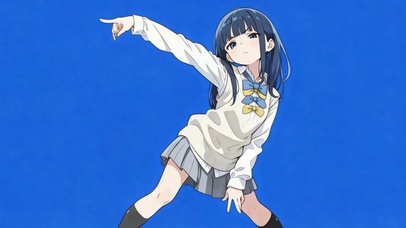 蓝色背景二次元JK美少女