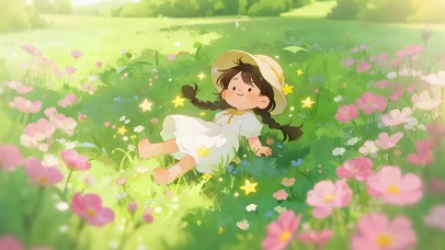 草地上休息的女孩