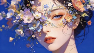 鲜花插画女孩