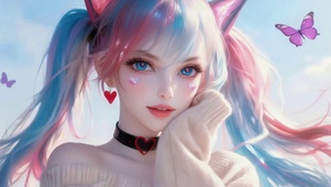 可爱彩发女孩
