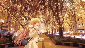 温馨冬日街道少女