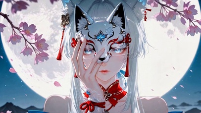 月下狐面少女