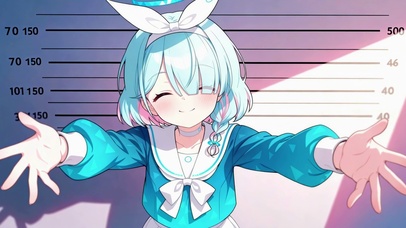蓝发萌系少女求抱抱