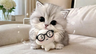 软萌可爱抱玩偶小猫咪