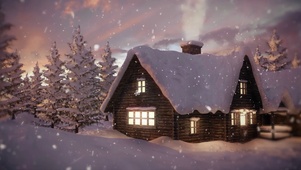 冬季雪地小木屋