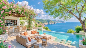 蓝天下度假露台