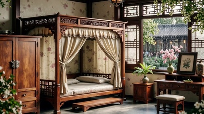 【雨景】中式古典卧房