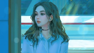 等公交车的女孩