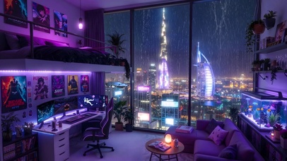 雨夜科技电脑房间