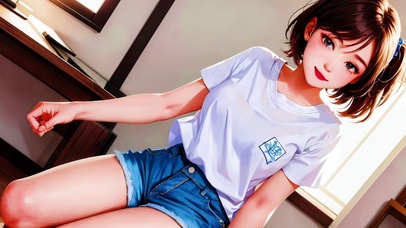 清纯短发美少女