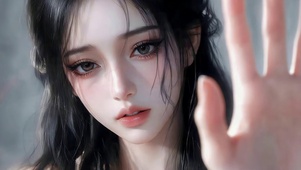 可爱忧愁的女孩