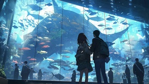 海洋馆情侣桌面壁纸
