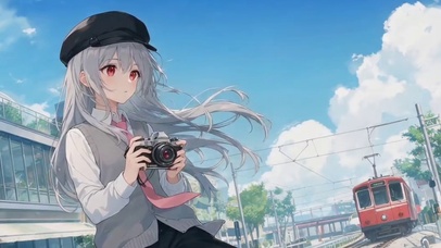 夏日晴空相机少女