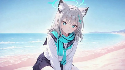 蔚蓝海边美少女