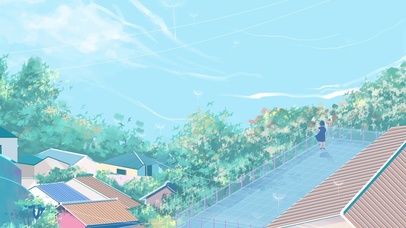 蓝天白云和煦夏日