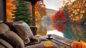 静谧深秋落叶雨