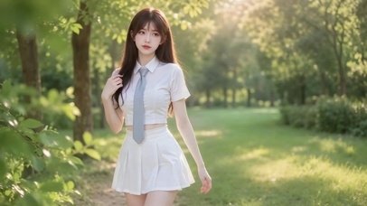 林间阳光清纯美少女