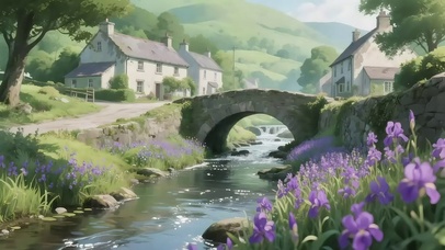 清新阳光河岸小镇