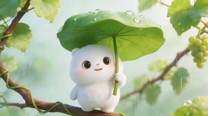 荷叶下小白