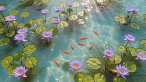 水波荡漾锦鲤游弋