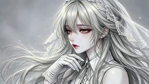 黑白系头纱少女