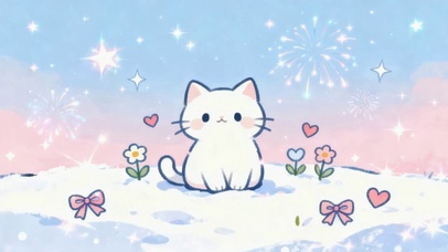 可爱雪景猫咪