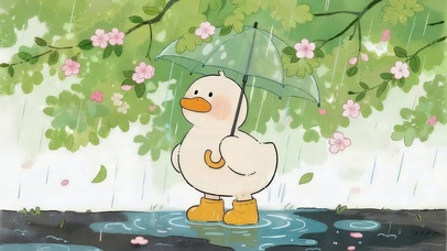雨天鲜花小鸭