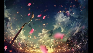 星空下唯美卡通美少女动态背景