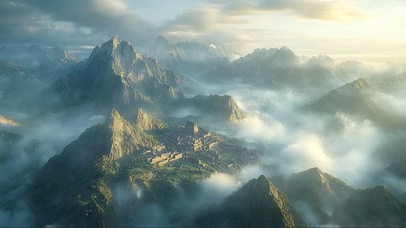 云雾群峰山顶古城