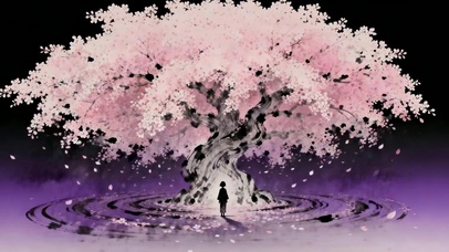 樱花树下静待一人