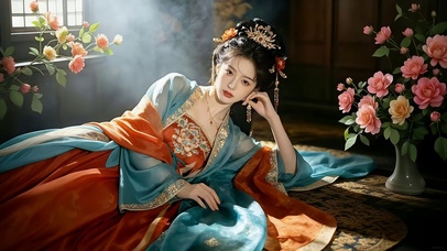 梦境古风唐装红衣美女
