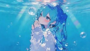 蓝色水下女孩