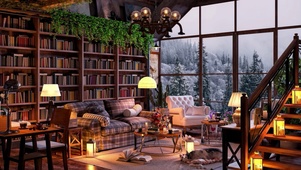 舒适森林雪天小屋
