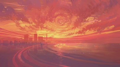 唯美夕阳而落携手相伴