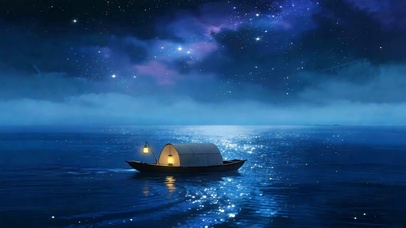 浮灯晚渡