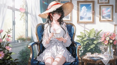 白裙少女的午后茶歇千咲